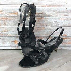 Cole Haan Strappy Heeled Sandals in Black Leather